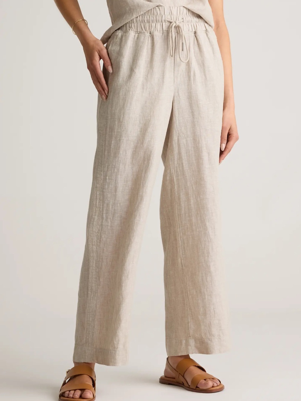 Quince- 100% European Linen Wide Leg Pants, Flax, Medium, Long